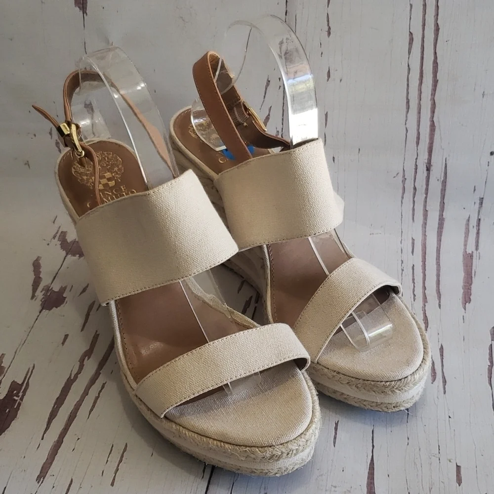 Vince Camuto 10 beige espadrilles platforms new heels